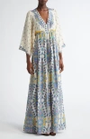 Etro Multicolor Long Dress With V Neck And All-over Paisley Print In Silk Woman In Print On White Base