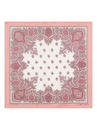 Etro Paisley Silk Pocket Square In Pink