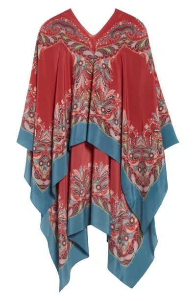 Etro Paisley Silk Poncho In Multi