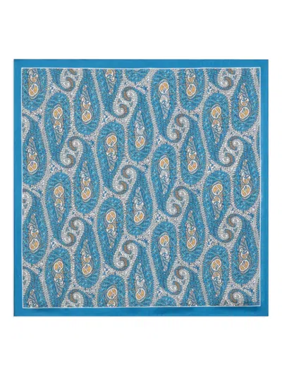 Etro Paisley Silk Scarf In Blue