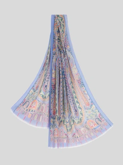 Etro Paisley-print Frayed Scarf In Neutrals