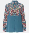 Etro Women Paisley Print Silk Shirt In Blue