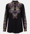 Etro Pointed Collar Silk Shirt In Multi
