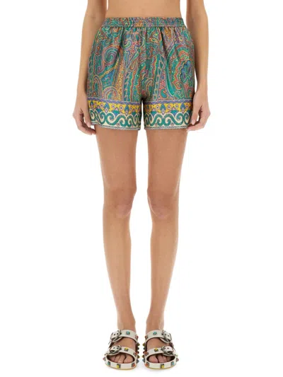 ETRO ETRO PAISLEY SILK SHORTS WITH INTRICATE HEM DETAILING