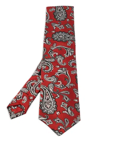 Pre-owned Etro Paisley Silk Tie In Red