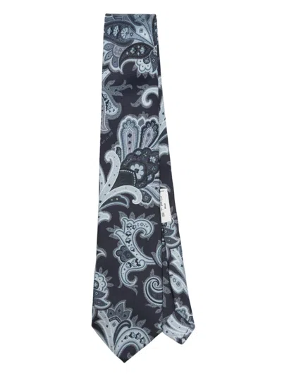 Etro Paisley Silk Tie In Blue