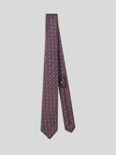 Etro Paisley-jacquard Silk Tie In Burgundy