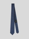 Etro All-over Monogram-pattern Tie In Navy Blue