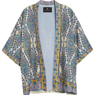 Etro Medallion And Paisley Print Silk Twill Kesa In Multicolor