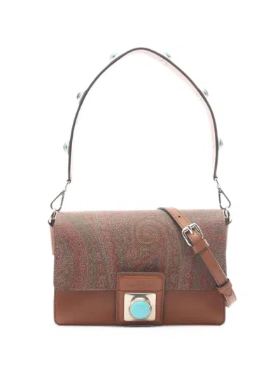 Pre-owned Etro Paisley Stone-embellished Shoulder Bag In Brown