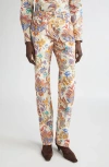 Etro Printed High Rise Straight Jeans
