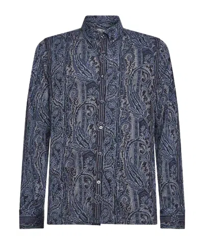 Etro Paisley Stripe Shirt In Blue