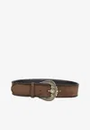 Etro Multicolor Paisley Solid Belt In Brown