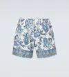 Etro Men Powder Blue Paisley Ramage-printed Swim Shorts In Blue