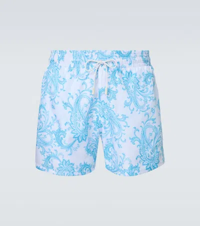 Etro Paisley Swim Trunks In Blue