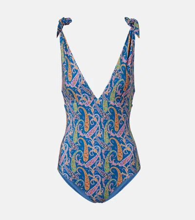 Etro Paisley Swimsuit In Blue
