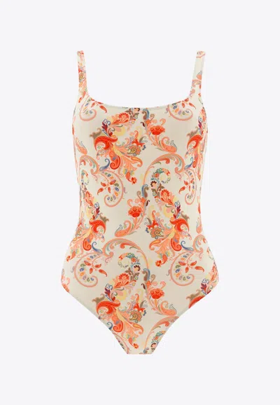 Etro Paisley Swimsuit In White