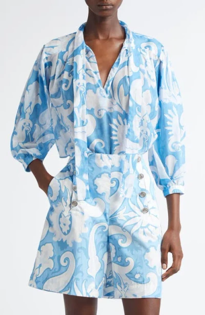 ETRO ETRO PAISLEY TIE NECK COTTON TOP