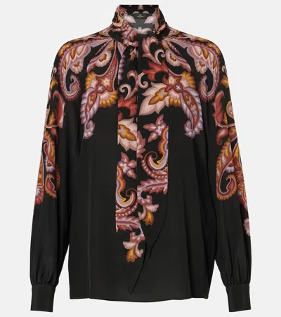 ETRO PAISLEY TIE-NECK SILK BLOUSE
