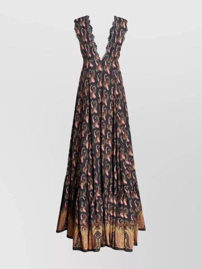 Etro Paisley Tiered Maxi Dress In Brown