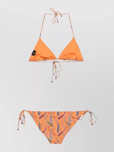Etro Paisley Triangle Halter Swimsuit Adjustable Straps In Multi