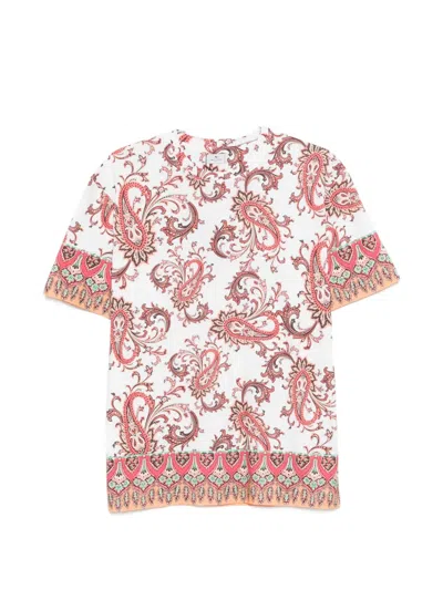 Etro Short Sleeves Round Neck Paisley Motif T Shirt In Pink