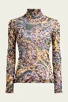 Etro Women High-neck Top With Paisley Pattern In Multi