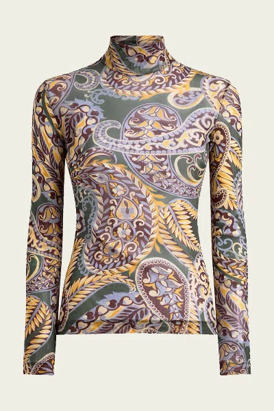 ETRO PAISLEY TULLE SWEATER IN MULTICOLOR