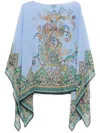 Etro Blue Cape With All-over Paisley Print In Silk Woman In Blue