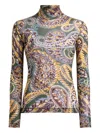 Etro Women High-neck Top With Paisley Pattern In Green