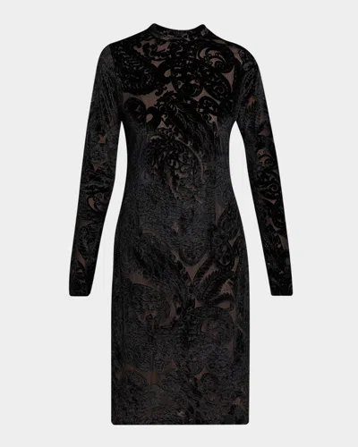 Etro Black Floral Mock Collar Dress