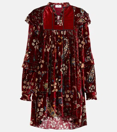 Etro Paisley Velvet Minidress In 600
