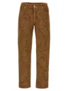 Etro Velvet Trousers Featuring Paisley Pattern In Brown
