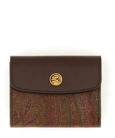 Etro Paisley Wallet In Brown