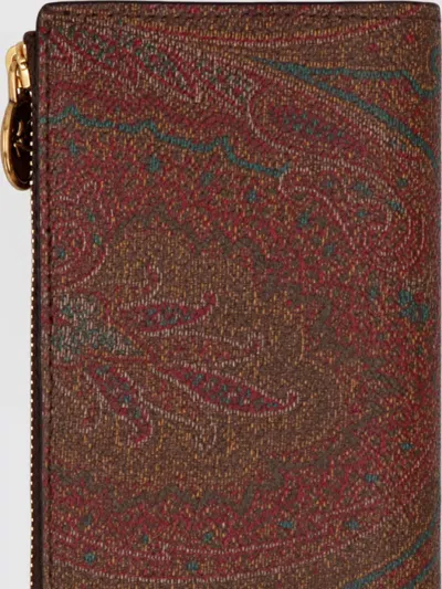 Etro Paisley Wallet In Brown