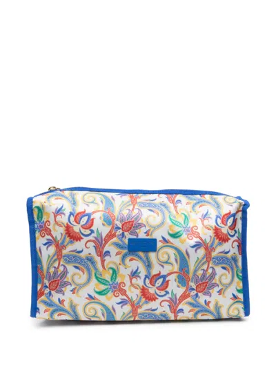 Etro Paisley Wash Bag In Blue