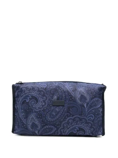 Etro Paisley Wash Bag In Blue