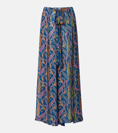 Etro Paisley Wide-leg Pants In Blue