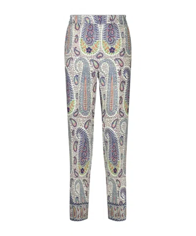 Etro Paisley Wool And Silk Straight Pants In Multi
