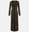 Etro Metallic Paisley Long Cardigan In Brown