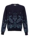 Etro Floral Jacquard Wool Sweater In Blue