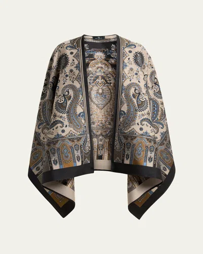 Etro Paisley Wool-blend Cape In Multi