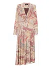 Etro Paisley Print Wrap Dress In Pink