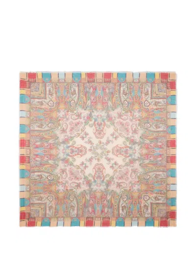 Etro Modal-blend Shawl With Paisley Foliage Motif In Multi