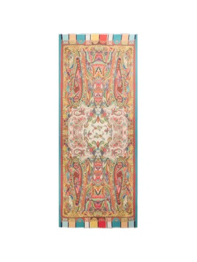 Etro Paisley-foliage Scarf In Orange