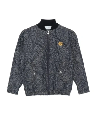 Etro Paisley-jacquard Bomber Jacket In Blue