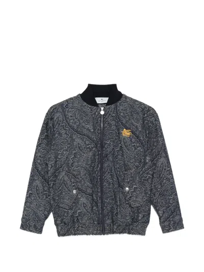 Etro Kids' Paisley-jacquard Bomber Jacket In Blue