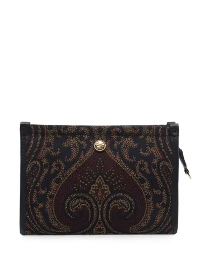 Etro Paisley-jacquard Clutch Bag In Brown