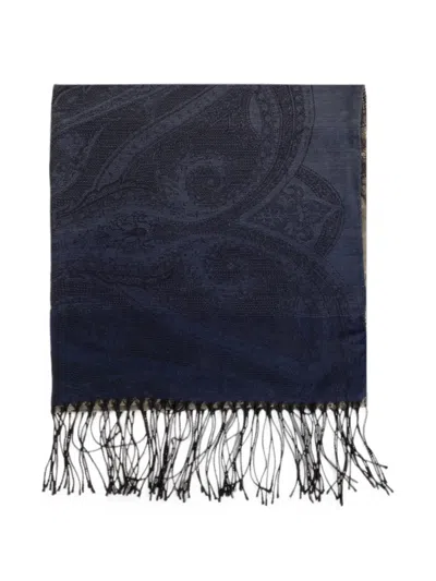 Etro Paisley-jacquard Fringed Scarf In Burgundy