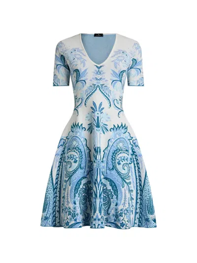 Etro Paisley-jacquard Midi Dress In Blue